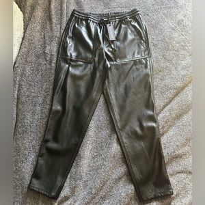 Faux leather  jogger pants